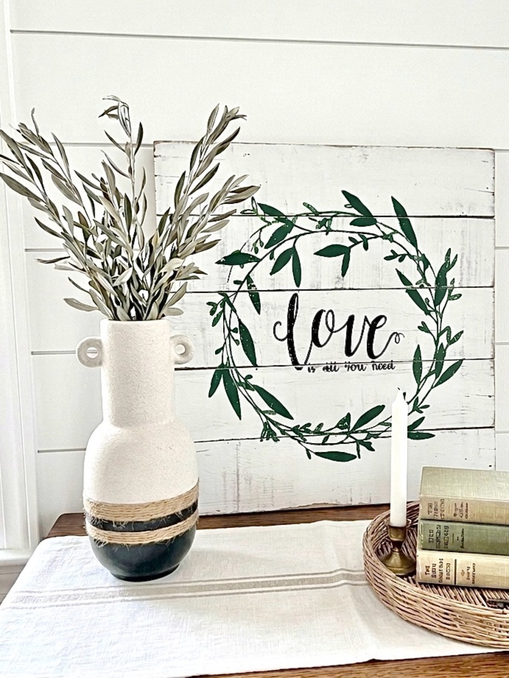 3 piece SET- vase + wall accent + small basket w farmhouse cottagecore vibe